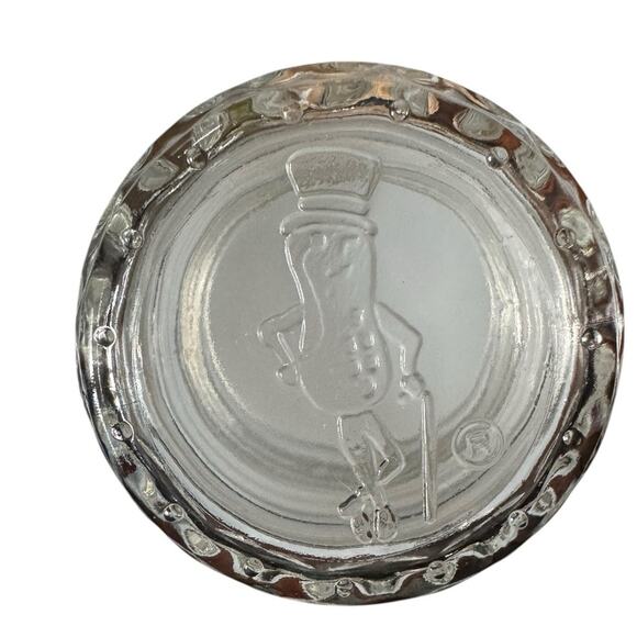 Vintage 1982 Planters Mr Peanut Glass Jar Wheat Sheaf Embossed Pattern w Lid - Picture 1 of 5